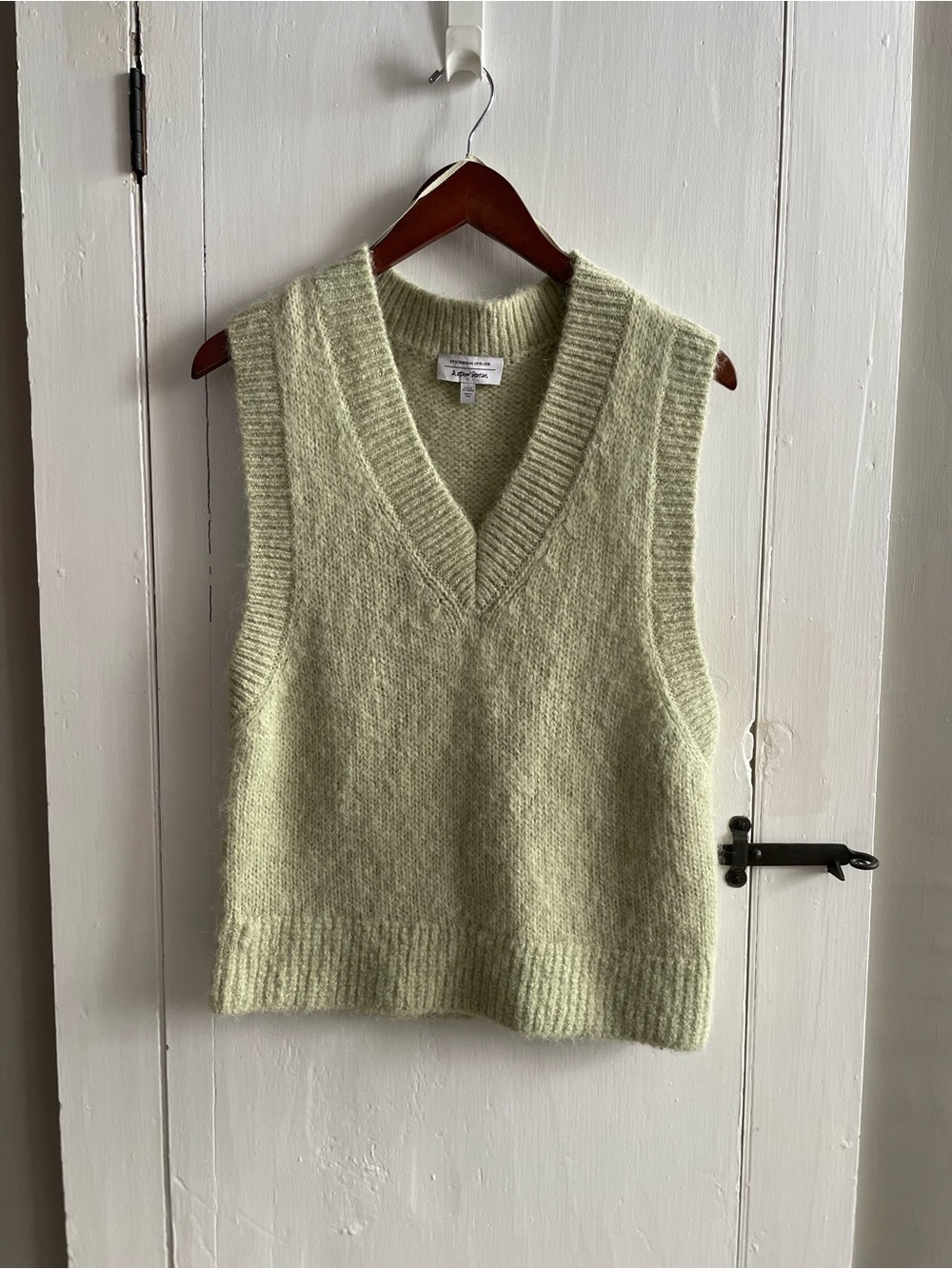 & Other Stories Soft Green Sweater V-Neck Vest Alpaca & Wool Blend Size XS